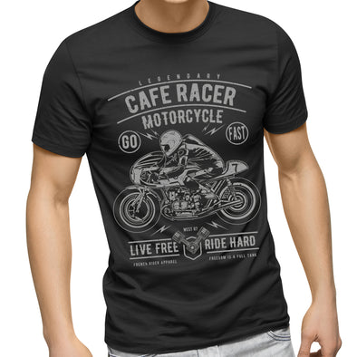 T-Shirt Noir Homme Moto Cafe Racer | style vintage 100% coton manches courtes | idée cadeau motard