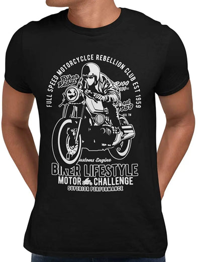 T-Shirt Noir Motard Biker Lifestyle Maxi-Shirt