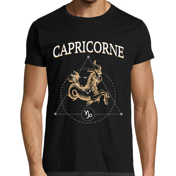 T-Shirt noir Capricorne | 100% coton | Signe Astrologique | Horoscope | Astrologie