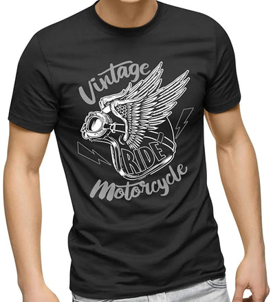 T-Shirt Noir Homme Moto Vintage Motorcycle | manches courtes 100% coton | idée cadeau motard biker Maxi-Shirt