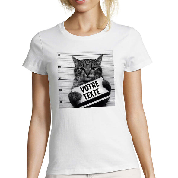 T-Shirt Chat pour Femme à personnaliser avec votre texte | Humour |  idée cadeau animaux | tee shirt personnalisé