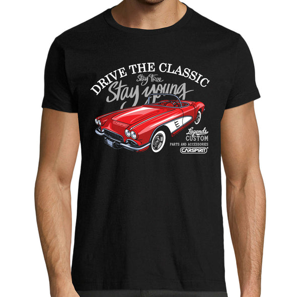 T-Shirt Noir Corvette Drive the Classic