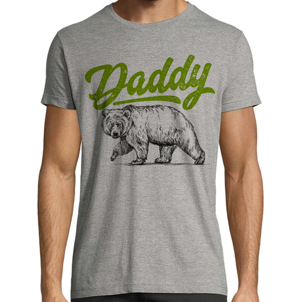 T-Shirt Papa Ours Daddy Bear | 100% coton gris chiné | imprimé en France