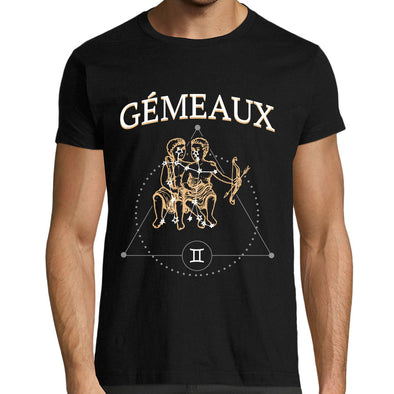 T-Shirt noir Gémeaux | 100% coton | Signe Astrologique | Horoscope | Astrologie