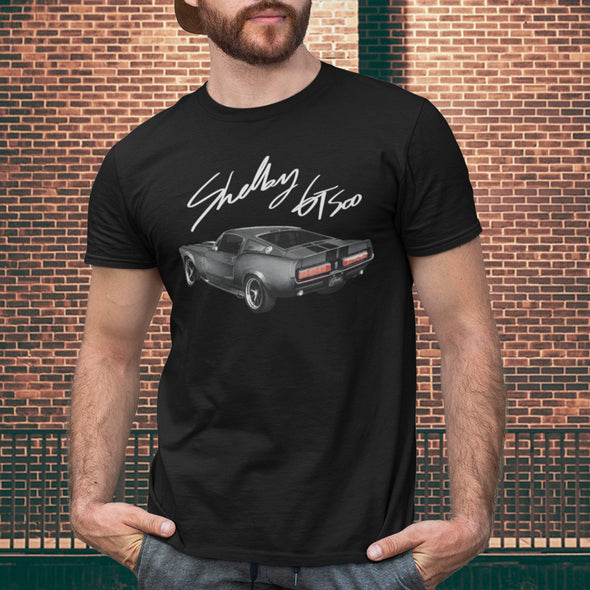 T-Shirt noir Homme Illustration Shelby gt 500 | 100% coton