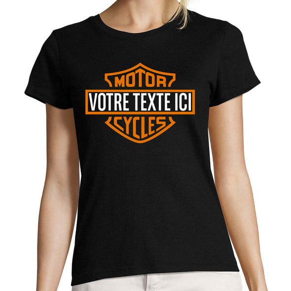 T-Shirt bikeuse pour Femme, Personnalisable  avec votre texte, Style Harley, idée cadeau motarde