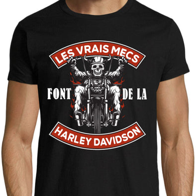 T-Shirt Noir Homme Biker | Fans of Harley | manches courtes, 100% coton | idée cadeau motard
