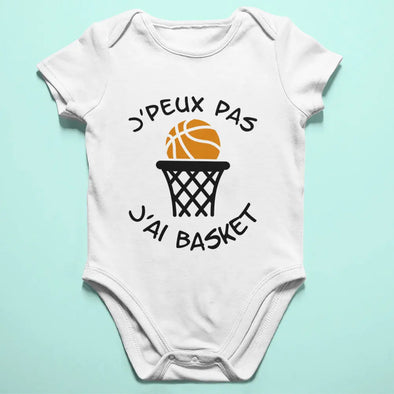 Body Bébé Humour J'peux pas j'ai Basket Maxi-Shirt.com
