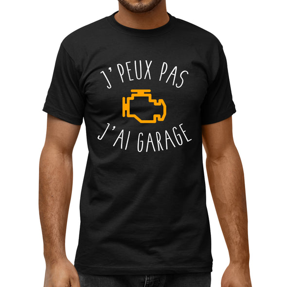 T-Shirt Humour Mécano | J'peux Pas J'Ai Garage | Voyant Moteur | 100% Coton