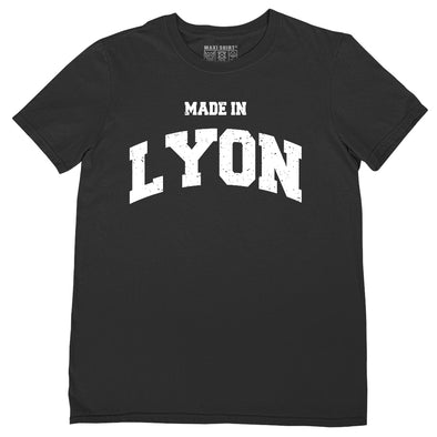 T-Shirt Noir Homme Nom de Ville Made in Lyon