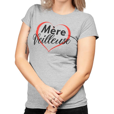 T-Shirt Mère Veilleuse gris chiné, Coupe ajustée Maxi-Shirt.com