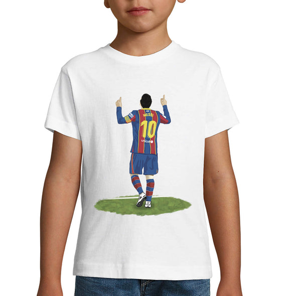 T-Shirt Garçon | Illustration Messi au Barça | idée Cadeau Foot