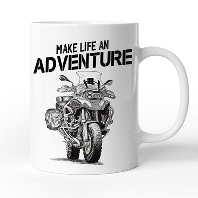 Mug moto 1200 GS Make life an adventure | idée cadeau motard fan Bmw | en céramique | Blanc brillant