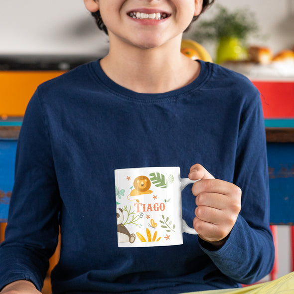 Mug enfant personnalisable avec prénom | tasse en céramique | Animaux de la jungle