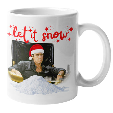 Mug Noël Let it Snow | Humour décalé | Tony Montana Scarface | en céramique | Blanc brillant