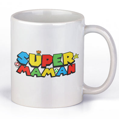 Mug Super Maman, En céramique, Style Mario, geek, impression des 2 côtés