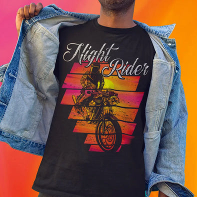 T-Shirt Moto Night Rider, 100% Coton, idée Cadeau Motard Maxi-Shirt