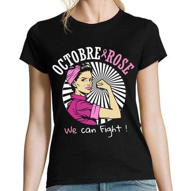 T-Shirt OCTOBRE ROSE pour femme | 100% coton, coupe ajustée | Imprimé en France avec Amour