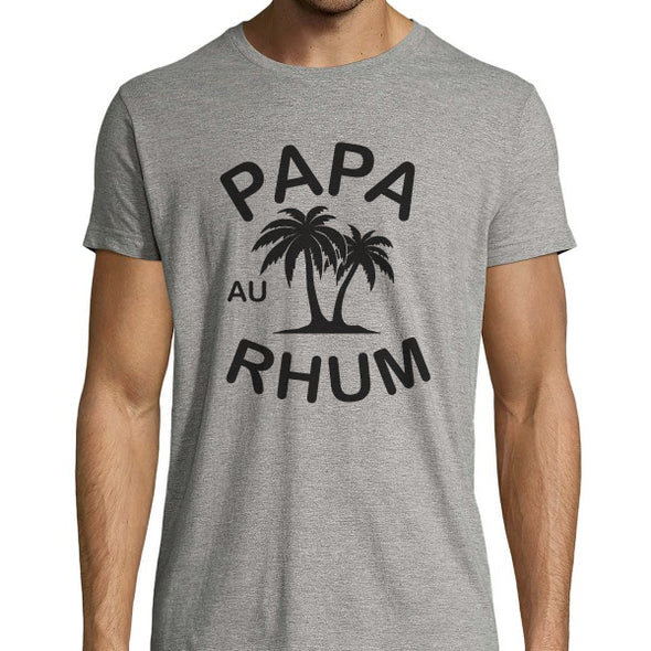 T-Shirt humour Homme Apero, Papa Au Rhum, blanc ou gris chiné, 100% coton, 190gr