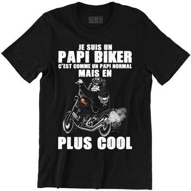 T-Shirt Humour | Je suis un Papi Biker, comme un papi normal, en plus Cool | idée cadeau Motard | 100% coton