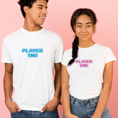 T-Shirts couple (x2) Player One Player Two
