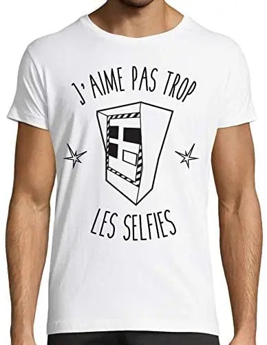 T-Shirt Blanc Homme Motard | humour Radar Selfie | manches courtes 100% coton Maxi-Shirt