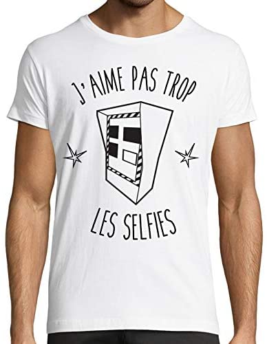 T-Shirt Blanc Homme Motard | humour Radar Selfie | manches courtes 100% coton