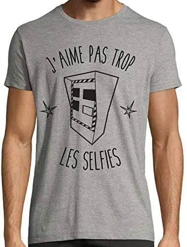 T-Shirt gris Homme Humour Motard | Radar Selfie | 100% coton manches courtes Maxi-Shirt
