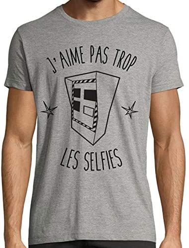 T-Shirt gris Homme Humour Motard | Radar Selfie | 100% coton manches courtes