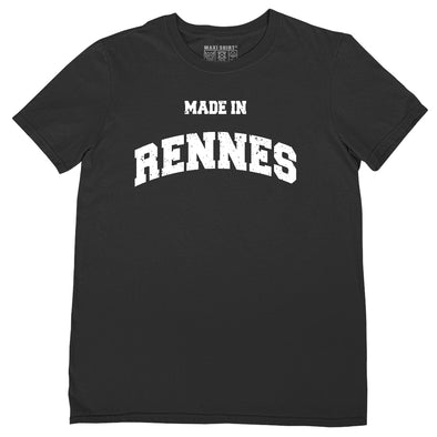 T-Shirt Noir Homme Nom de Ville Made in Rennes