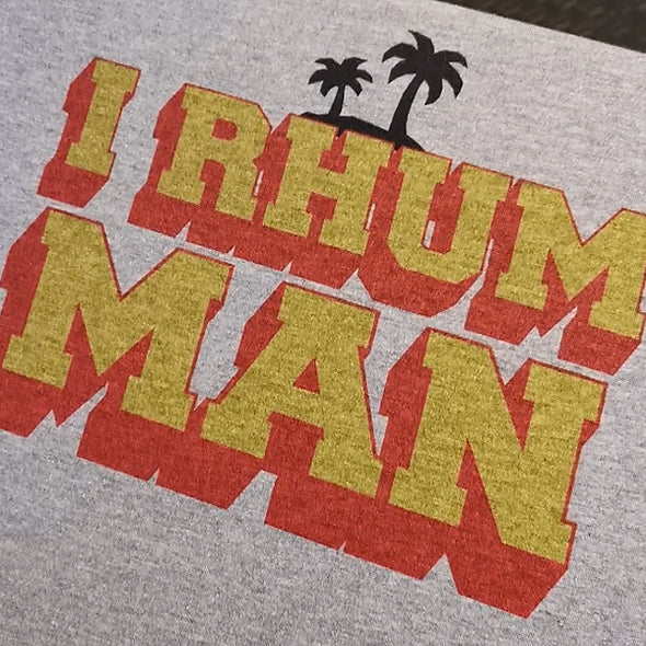 T-Shirt gris chiné Homme | logo Vintage i Rhum Man | 100% coton
