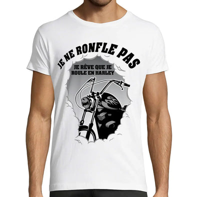 T-Shirt Blanc Homme | Humour motard, ronfleur harley | idée cadeau drôle biker | manches courtes Maxi-Shirt