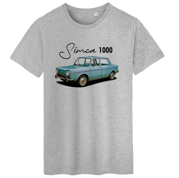 T-Shirt vintage homme | Simca 1000 | 100% coton, coupe régulière | idée cadeau fan voiture ancienne