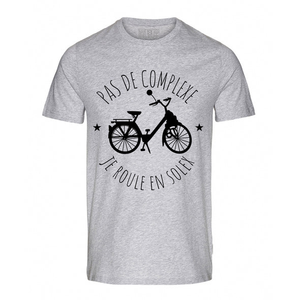 T-Shirt Homme Gris chiné | Pas de Complexe Je roule en Solex | 100% coton, 190gr/m²
