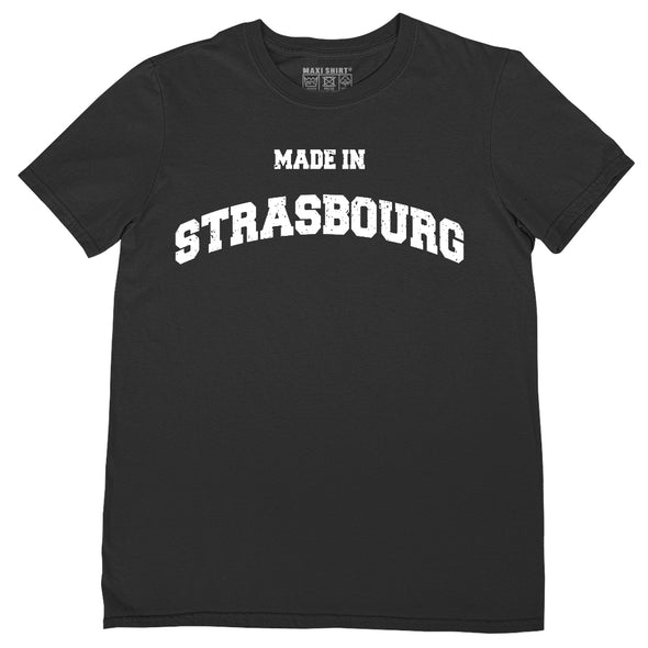 T-Shirt Noir Homme Nom de Ville Made in Strasbourg