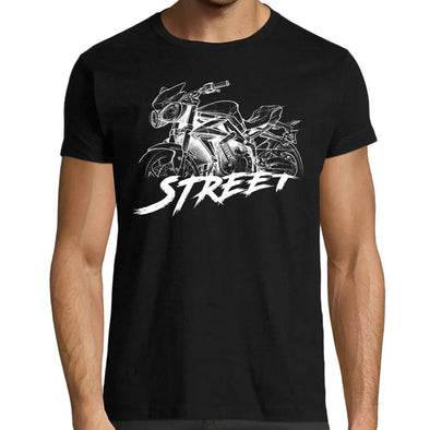 T-Shirt Noir Homme manches courtes | Moto Street Triple | idée cadeau motard | 100% coton Maxi-Shirt
