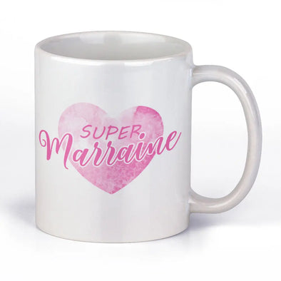 Mug idée cadeau | Super Marraine Coeur Rose | En céramique | imprimé des 2 côtés Maxi Shirt