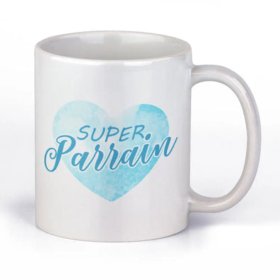 Mug idée cadeau | Super Parrain Coeur Bleu | En céramique | imprimé des 2 côtés Maxi Shirt
