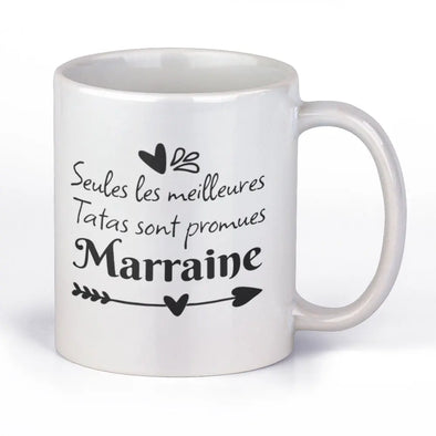 Mug idée cadeau | Les meilleures tatas sont promues Marraine | En céramique | imprimé des 2 côtés Maxi Shirt