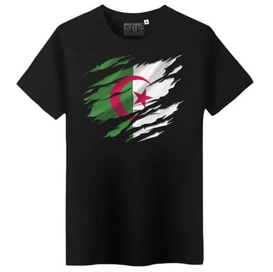 T-Shirt Noir Homme Drapeau Algérie Maxi-Shirt