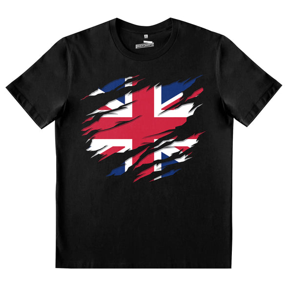 T-Shirt Noir Angleterre | drapeau Anglais | Reine elisabeth II | Coupe Homme ou Femme
