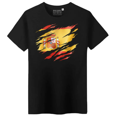 T-Shirt Noir Homme Drapeau Espagne Maxi-Shirt