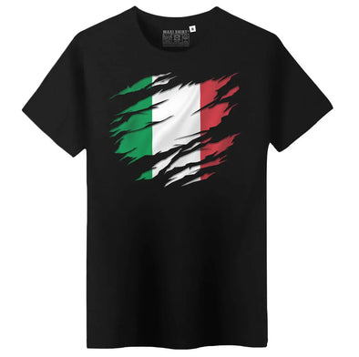 T-Shirt Noir Homme Drapeau Italie Maxi-Shirt