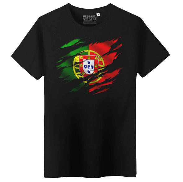 T-Shirt Noir Homme Drapeau Portugal