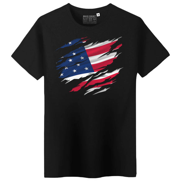 T-Shirt Noir Homme Drapeau USA