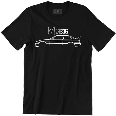 T-Shirt Noir Homme M3 E36 silhouette | 100% coton Bio, coupe régulière | idée cadeau fan voiture drift youngtimer Maxi Shirt
