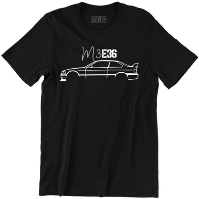 T-Shirt Noir Homme M3 E36 silhouette | 100% coton Bio, coupe régulière | idée cadeau fan voiture drift youngtimer
