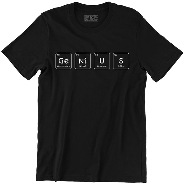 T-Shirt Genius avec éléments du tableau périodique  | humour geek | 100% coton | idée cadeau physicien