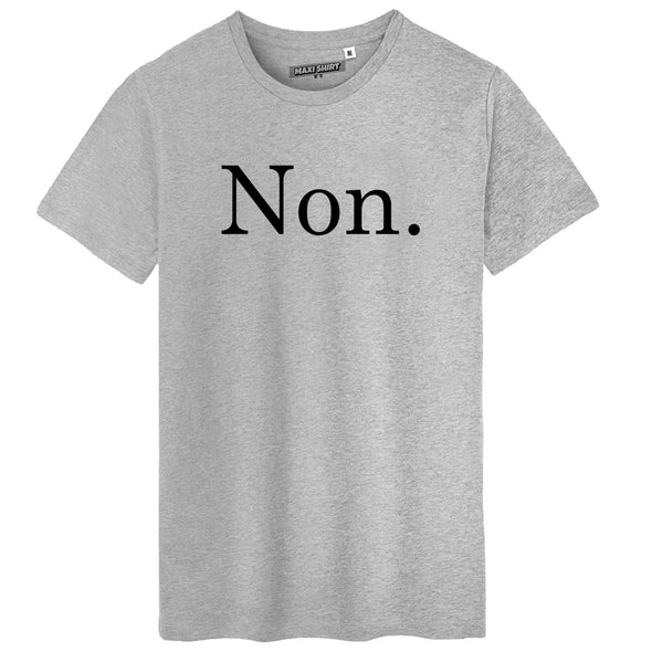 T-Shirt homme humoristique "Non" | idée cadeau drôle | 100% coton, gris chiné, coupe régulière