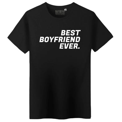 T-Shirt noir 100% coton bio | Best Boyfriend Ever |  idée cadeau saint valentin [ Coupe regulière